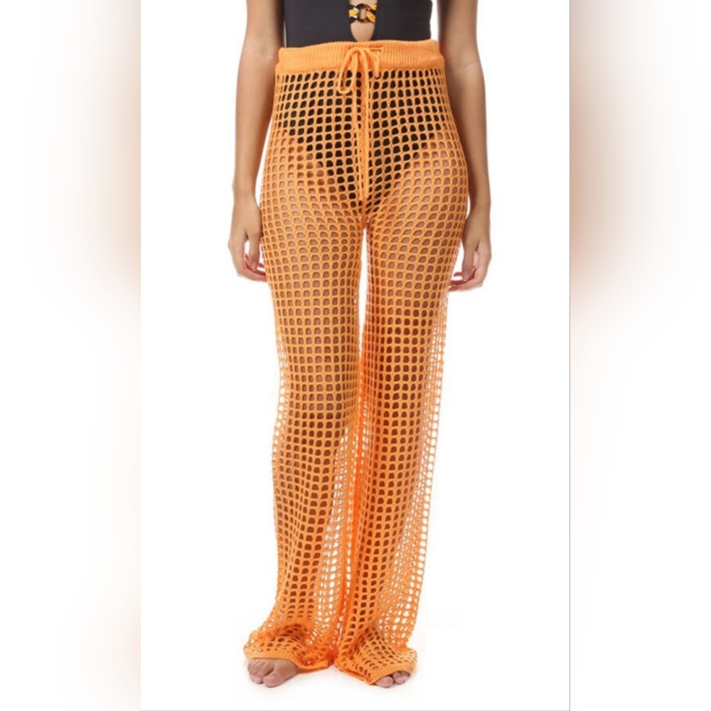 Boho Crochet Knit Drawstring Cover Up Pants Size L